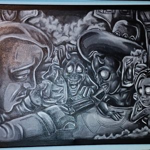 Acrylic painting black and white